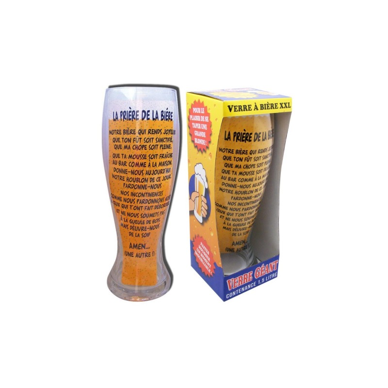 VERRE A BIERE XXL PRIERE DE LA BIERE  1.5 L