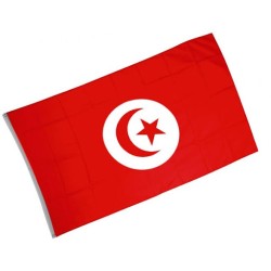 DRAPEAU EN TISSUS TUNISIE 90 X 150 CM