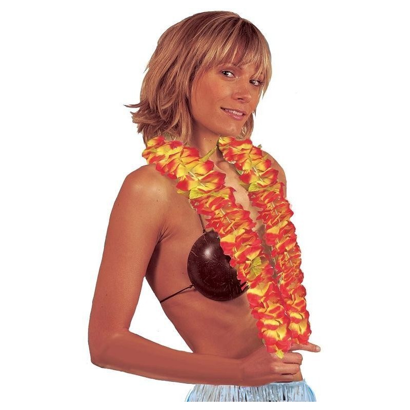 COLLIER HAWAIEN GROSSE FLEURS ORANGE ET JAUNE COLLIER HAWAIEN GROSSE FLEURS ORANGE ET JAUNE