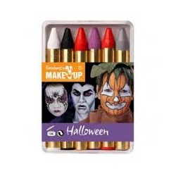 6 CRAYONS MAQUILLAGE COULEUR HALLOWEEN