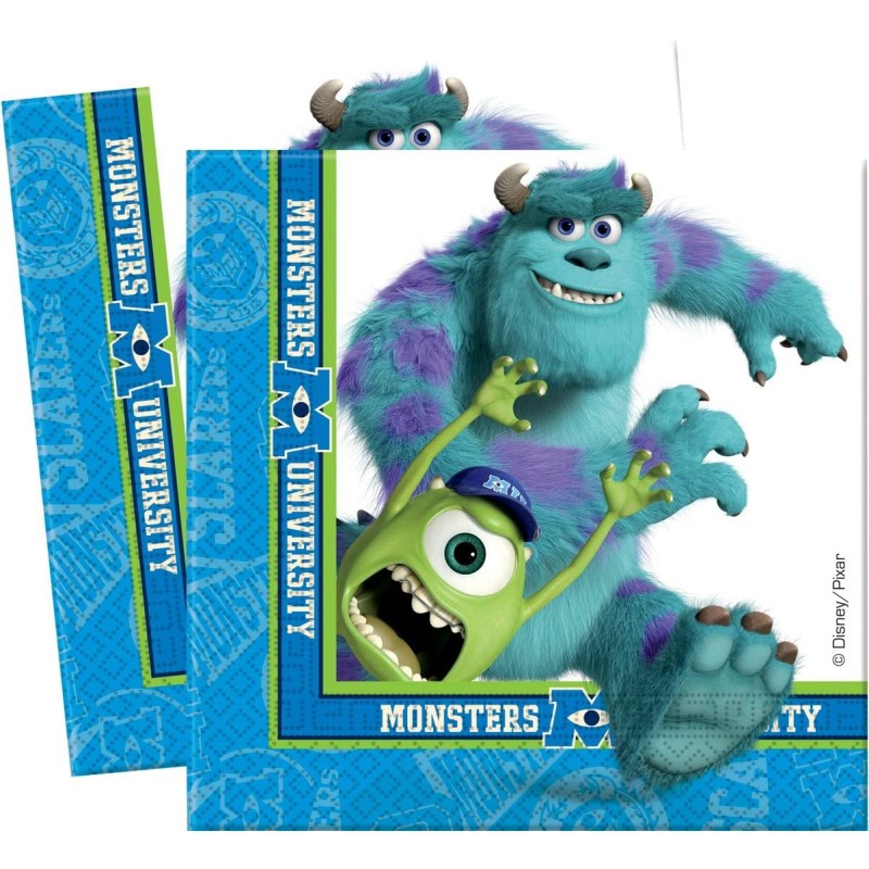 20 SERVIETTES MONSTER UNIVERSITY 33X33CM