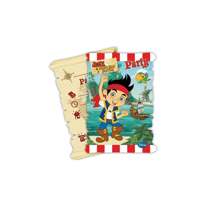 6 CARTES DINVITATIONS JAKE ET LES PIRATES