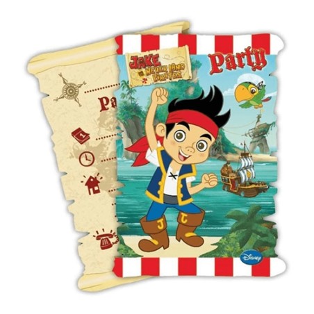 6 CARTES DINVITATIONS JAKE ET LES PIRATES