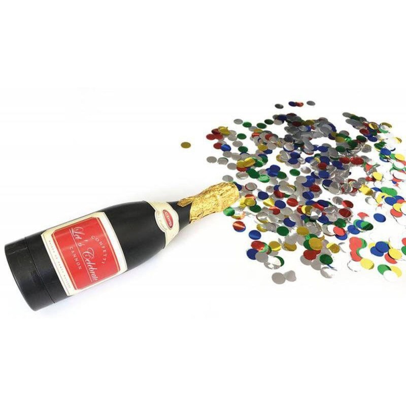 CANON A CONFETTIS MULTICOLORES BOUTEILLE DE CHAMPAGNE