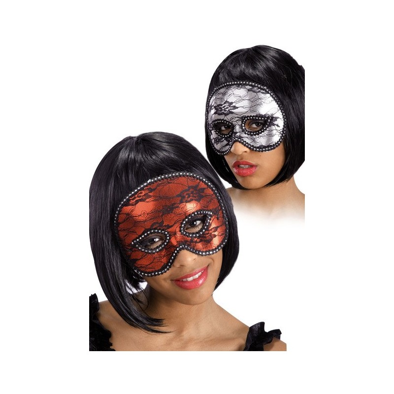 LOUP RECEPTION DENTELLE NOIRE SUR FOND ROUGE OU ARGENT LOUP RECEPTION DENTELLE NOIRE SUR FOND ROUGE OU ARGENT