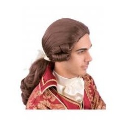 PERRUQUE CAVALIER MARQUIS QUEUE DE CHEVAL CHATAIN