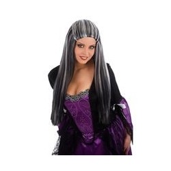 PERRUQUE MISS FRANKENSTEIN NOIRE MECHEE BLANCHE