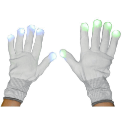 Paire de Gants noirs /Blancs avec LED Rythme Variable