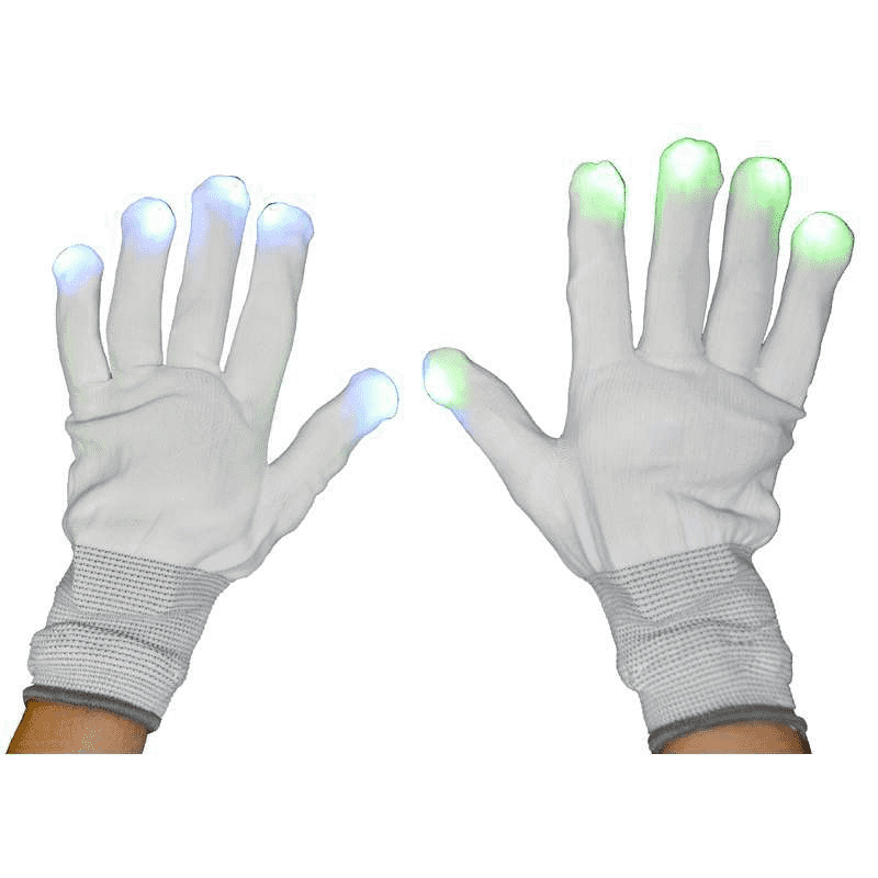 Paire de Gants noirs /Blancs avec LED Rythme Variable