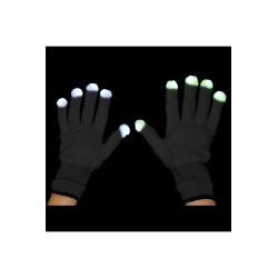 Paire de Gants noirs /Blancs avec LED Rythme Variable