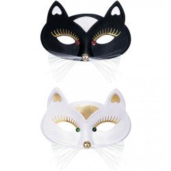 MASQUE LOUP CHAT NOIR ET OR OU BLANC ET OR