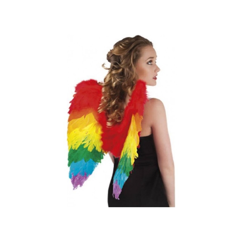 AILES EN PLUMES DE PERROQUET MULTICOLORES 50 X 50 CM 