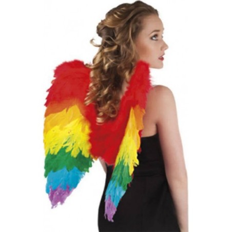 AILES EN PLUMES DE PERROQUET MULTICOLORES 50 X 50 CM 