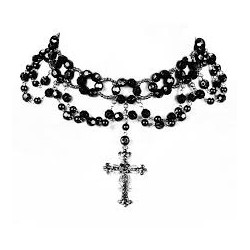 COLLIER NOIR CROIX GOTHIQUE