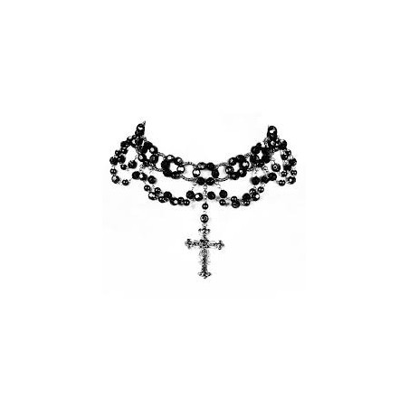 COLLIER NOIR CROIX GOTHIQUE