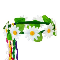 COURONNE DE FLEURS MARGUERITE PEACE AND LOVE ANNEES 60 - 70