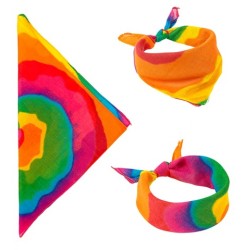 BANDANA EN TISSU TIE DYE MULTICOLORE   55 X 55 CM