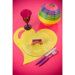 50 SETS DE TABLE COEUR JAUNE 