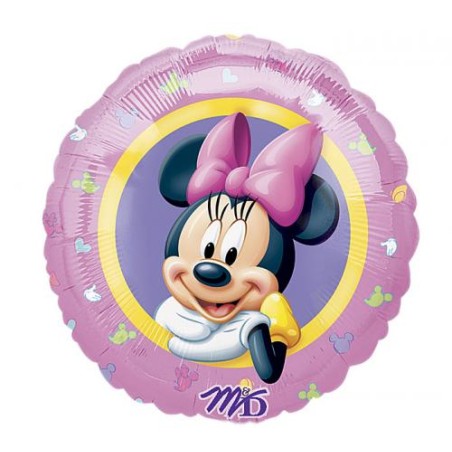 BALLON METALLIQUE ROND MINNIE MOUSE ROSE 43 CM