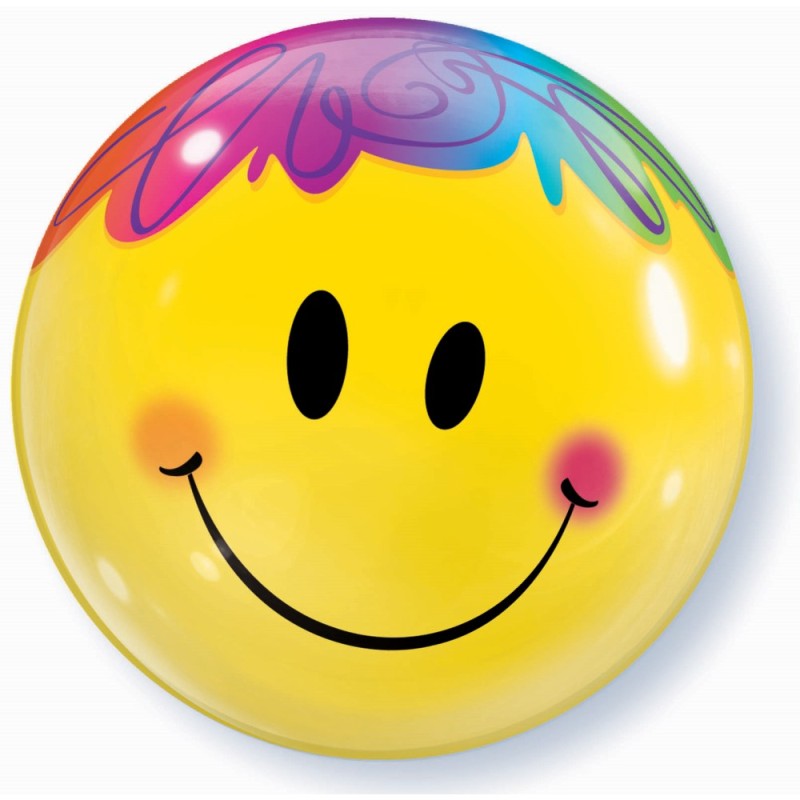 BALLON BUBBLES SMILEY JAUNE 56 CM