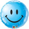 BALLON METALLIQUE SMILEY ROND BLEU 46 CM