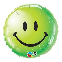 BALLON METALLIQUE SMILEY ROND VERT 46CM