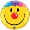 BALLON METALLIQUE ROND SMILEY TETE DE CLOWN 91 CM