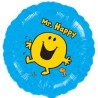 BALLON METALLIQUE ROND MR HAPPY BLEU 43 CM