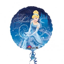 BALLON METALLIQUE  ROND CENDRILLON BLEU 46 CM 