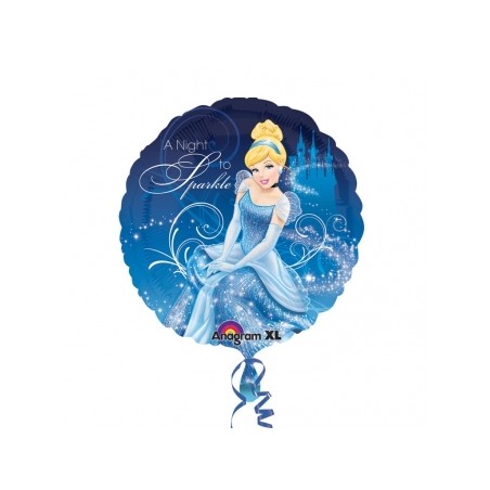 BALLON METALLIQUE  ROND CENDRILLON BLEU 46 CM 