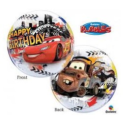 BALLON BUBBLES CARS HAPPY BIRTHDAY 56 CM 