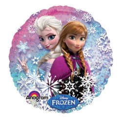 BALLON METALLIQUE  HOLOGRAPHIQUE REINE DES NEIGES  ELSA ET ANNA 43 CM