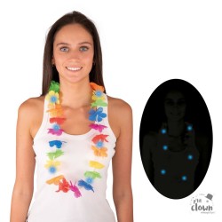 COLLIER HAWAÏEN TISSU MULTICOLORE LUMINEUX