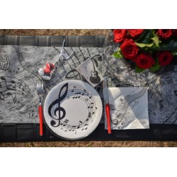 CHEMIN DE TABLE MUSIQUE BLANC ET NOIR 30 X 5 METRES