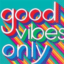 16 SERVIETTES MULTICOLORES GOOD VIBES 33 X 33 CM