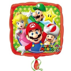 BALLON METALLIQUE CARRE MARIO BROS 43 CM