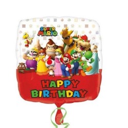 BALLON CARRE  MARIO BROS TOUS PERSONNAGES 43 CM