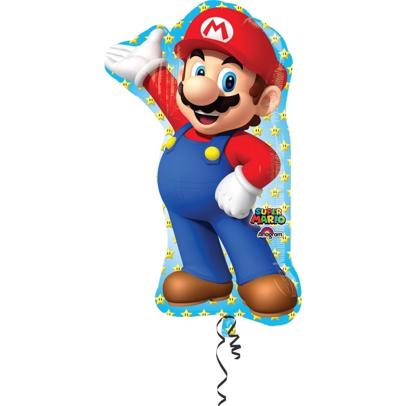 BALLON METALLIQUE PERSONNAGE MARIO 55 X 83CM