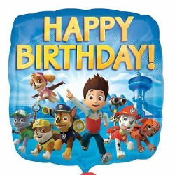 BALLON CARRE 43 CM PAT PATROUILLE HAPPY BIRTHDAY