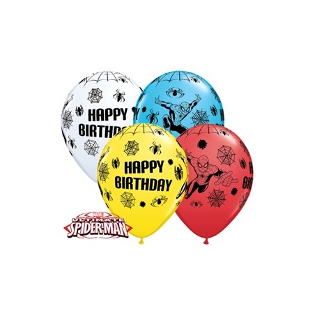 25 BALLONS LATEX QUALATEX  MARVEL'S SPIDERMAN BDAY 11 "