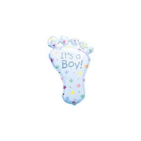 BALLON METALLIQUE PIED BLEU IT'S A BOY 58 X 82 CM