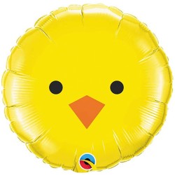 BALLON METALLIQUE SMILEY TETE DE POUSSIN JAUNE 46 CM