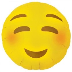 BALLON METALLIQUE SMILEY EMOJI BLUSHING 46 CM