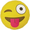 BALLON METALLIQUE SMILEY EMOJI WINKING JAUNE 46 CM