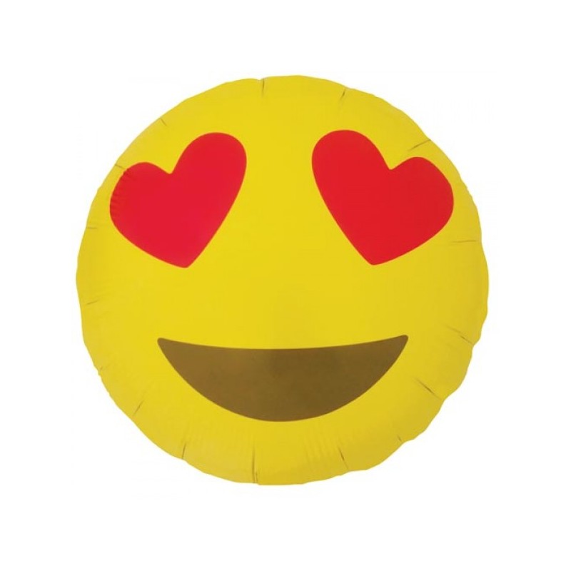 BALLON METALLIQUE SMILEY EMOJI HEART EYES 46CM