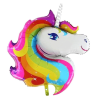 BALLON METALLIQUE TETE DE LICORNE MULTICOLORE 83 X 73CM