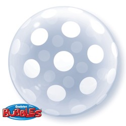 BALLON DECO BUBBLES BIG POLKA MOTIFS POIS BLANC 51 CM