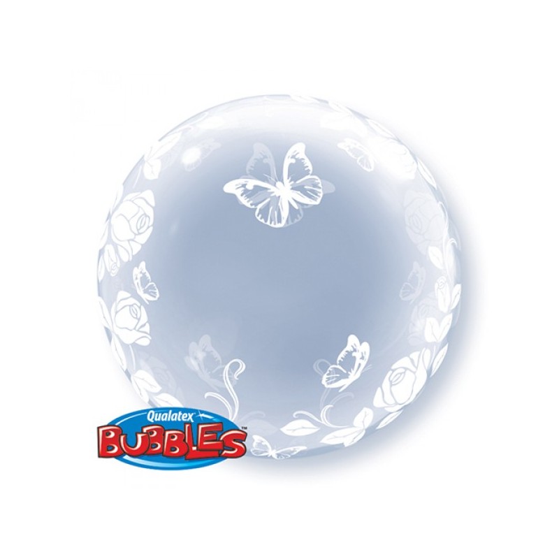 BUBBLES DECORATION MOTIFS ROSES ET PAPILLONS 61CM