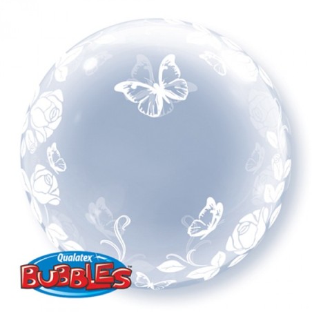 BUBBLES DECORATION MOTIFS ROSES ET PAPILLONS 61CM