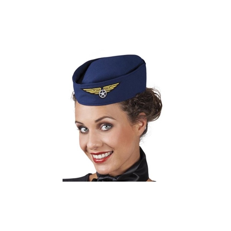 CALOT OU CHAPEAU ADULTE HOTESSE DE L'AIR BLEU CALOT OU CHAPEAU ADULTE HOTESSE DE L'AIR BLEU